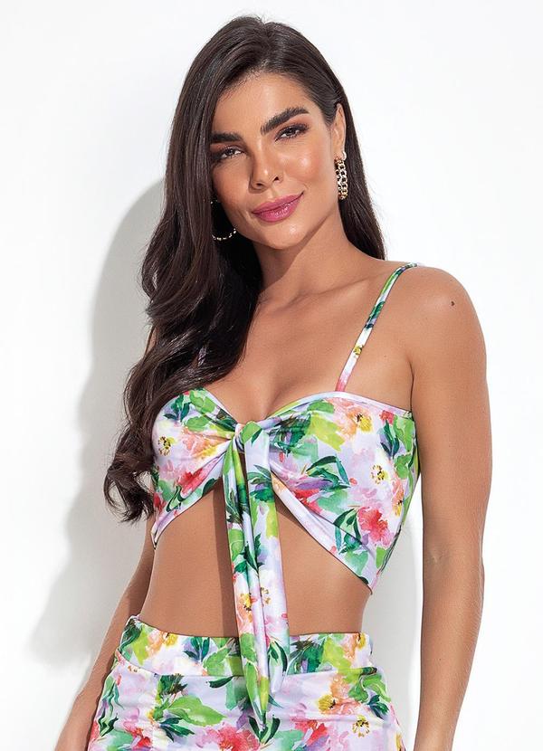 Blusa Floral Borrado em Jersey Acetinado