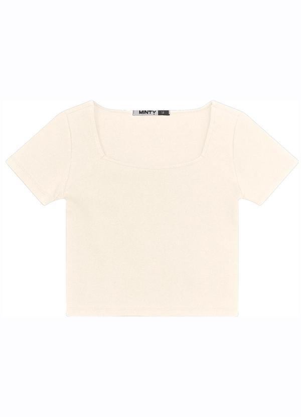 Vista 2 Blusa Juvenil Manga Curta em Ribana Bege MINTY MINTY