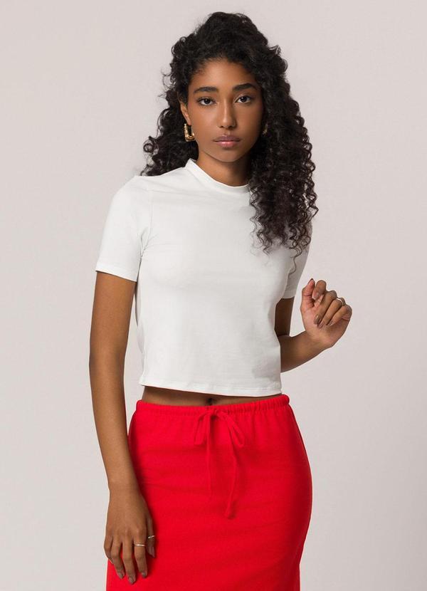 Blusa Manga Curta em Microfibra Branco