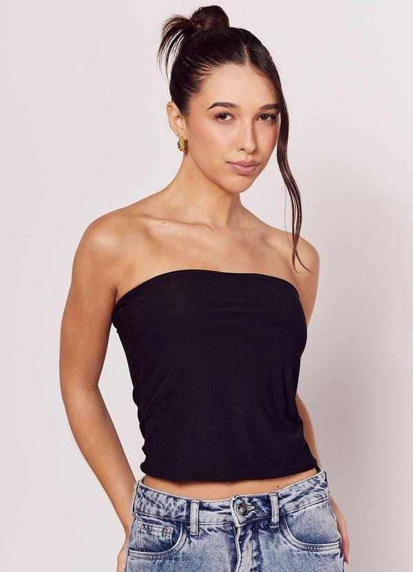 Blusa sem Alça em Malha Microfibra Preto