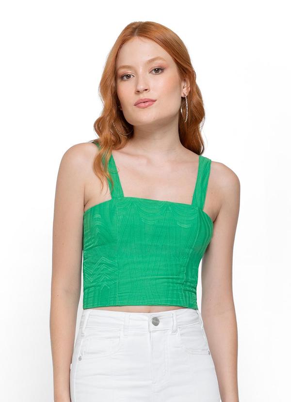 Blusa Verde Cropped Bordada