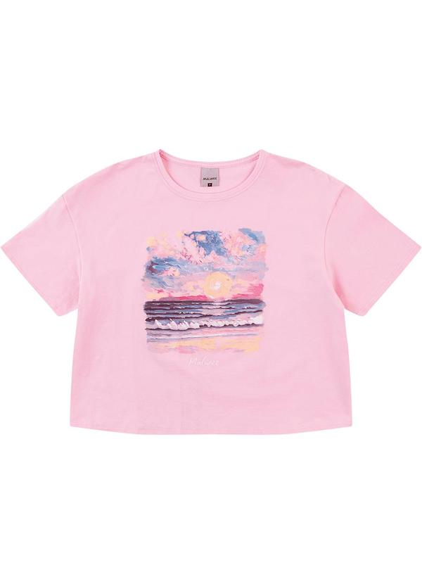 Vista 2 Camiseta Cropped Pôr do Sol Rosa Pastel Malwee Malwee