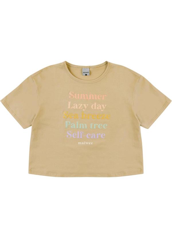 Camiseta Cropped Summer Self-Care Cáqui