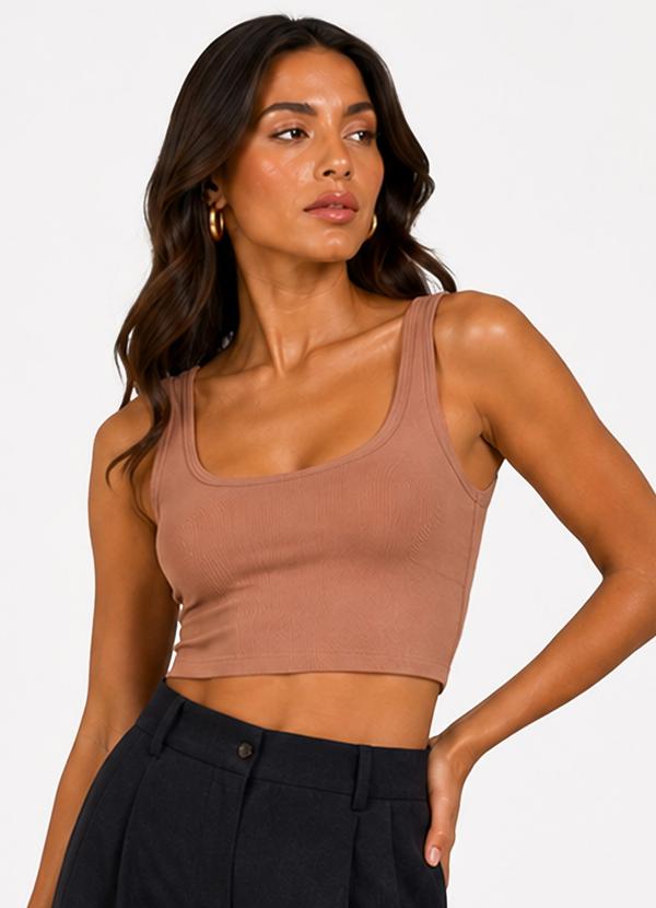 Cropped em Ribana Viscose Marrom