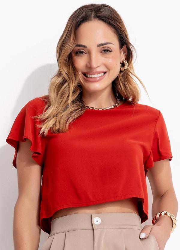 Cropped em Viscose com Manga Soltinha Marrom