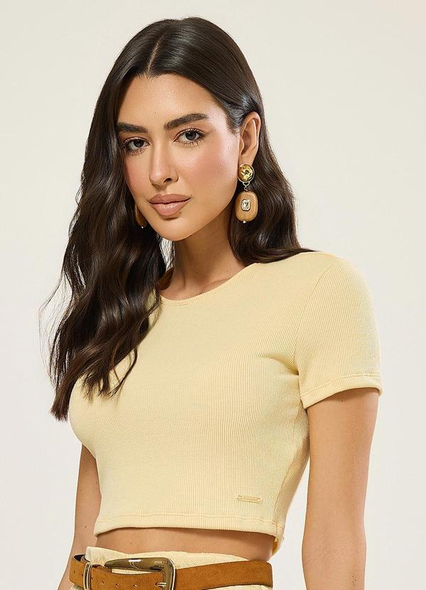 Cropped Malha Canelada Amarelo Vanilla