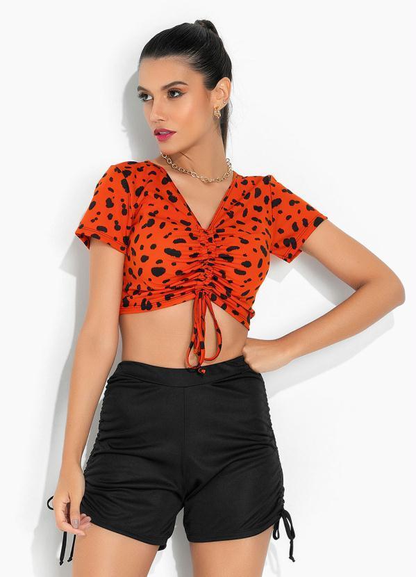 Cropped Onça Laranja com Regulagem na Frente