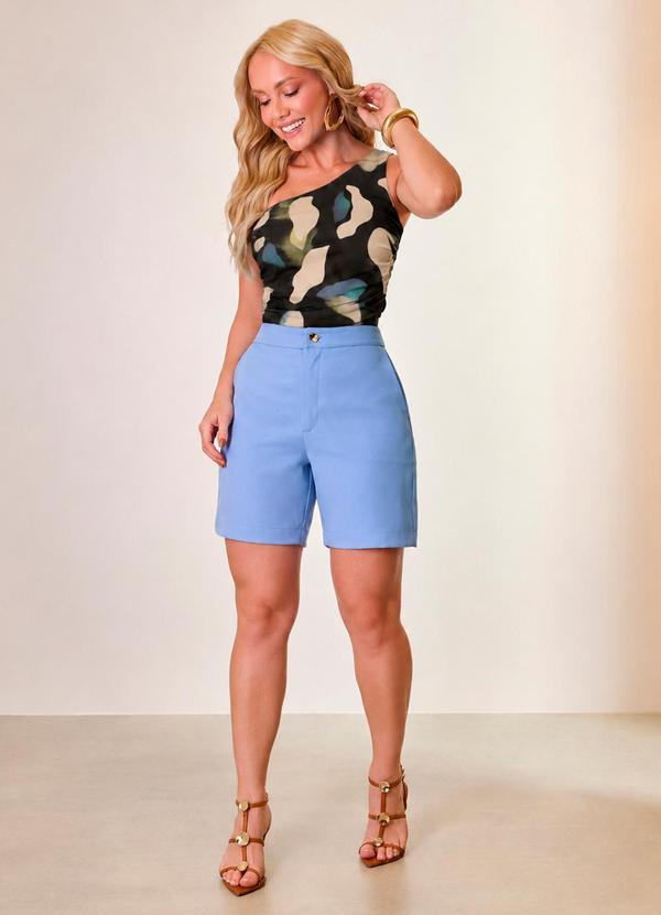 Cropped Tule Estampado Preto
