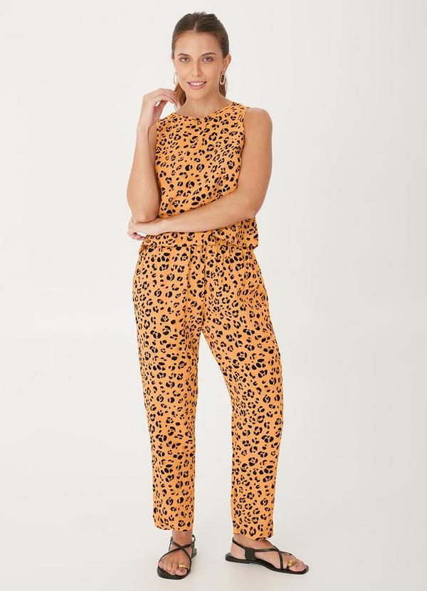 Vista 2 Regata Cropped Animal Print em Viscose Ocre Malwee Malwee