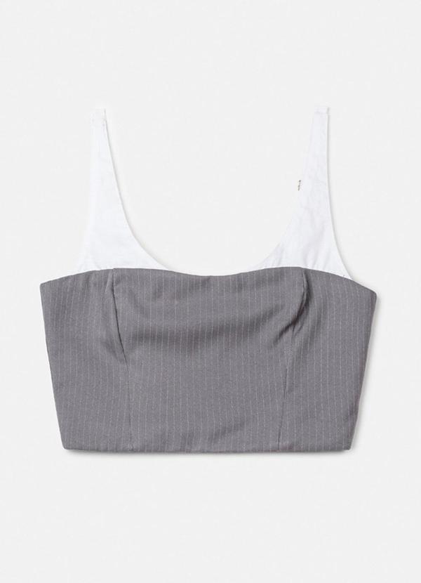 Top Cinza com Risca de Giz Cinza