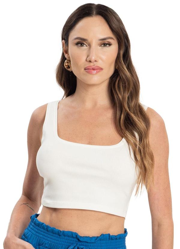 Top Cropped Ribana Básico Bege