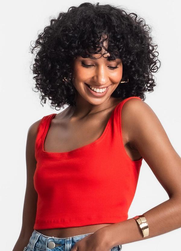 Top Cropped Ribana Básico Laranja