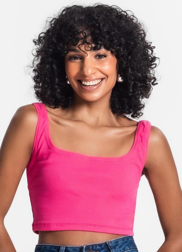 Top Cropped Ribana Básico Rosa