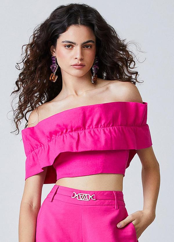 Top de Linho com Babados Rosa