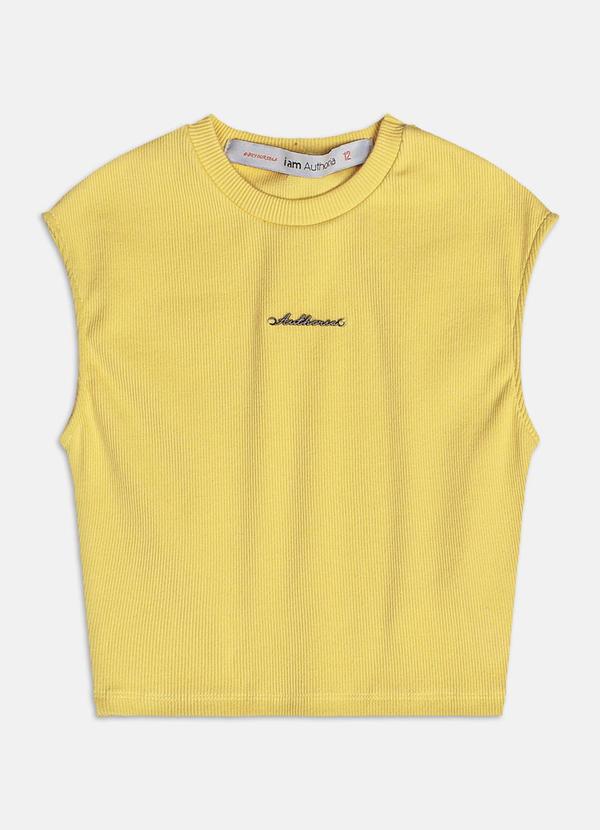 Top de Ribana com Placa Metal Amarelo