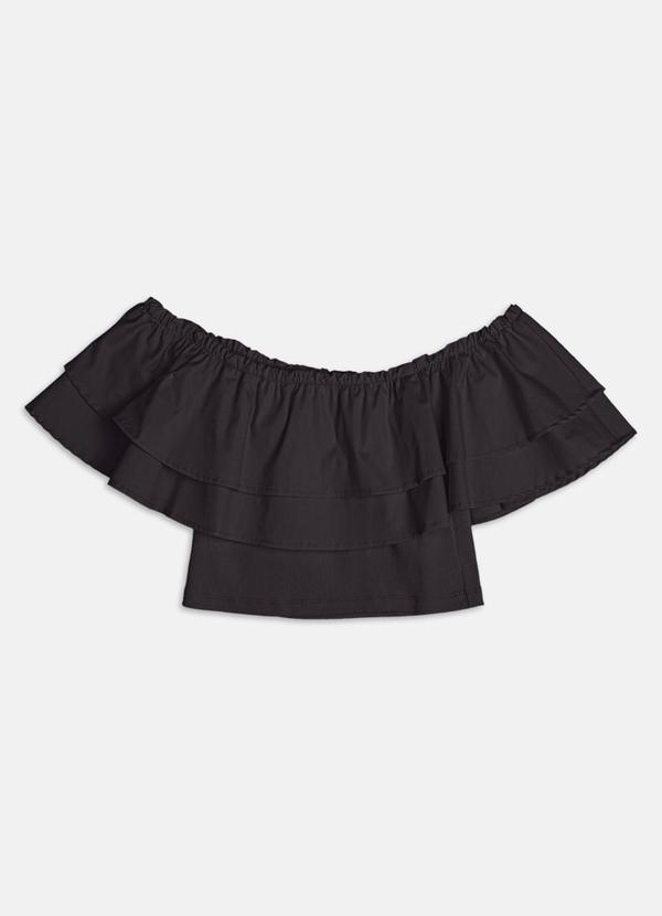 Vista 2 Top de Tricoline com Babados Preto Authoria Authoria