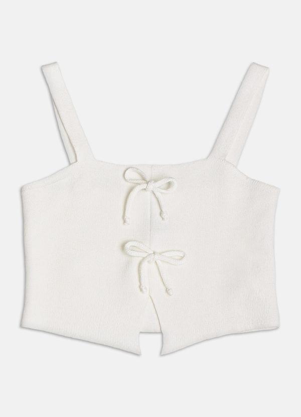 Top de Tricot com Laço Off White