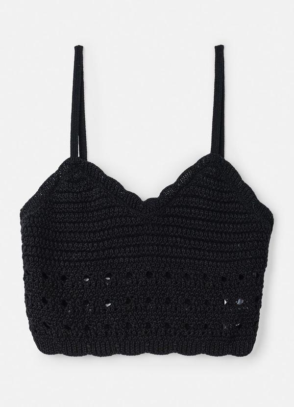 Top de Tricot Preto Rendado Preto