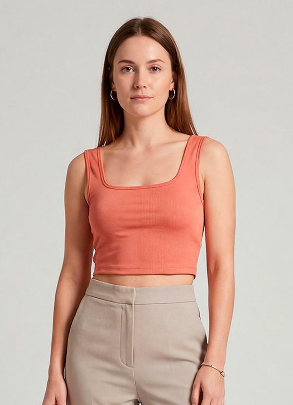 Top Feminino com Decote Quadrado Laranja