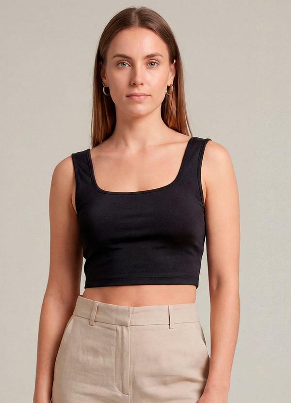 Top Feminino com Decote Quadrado Preto