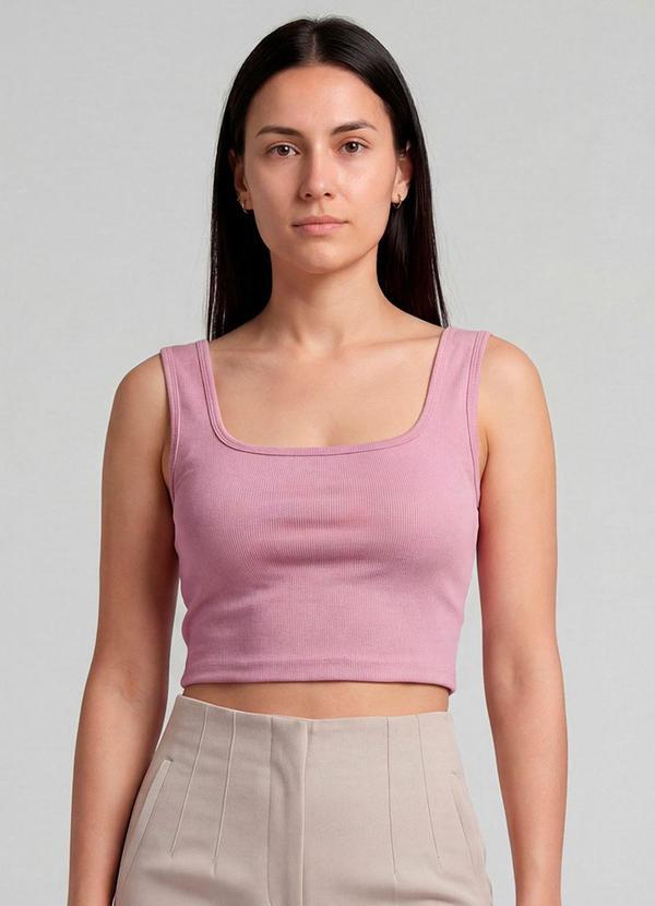 Top Feminino com Decote Quadrado Rosa
