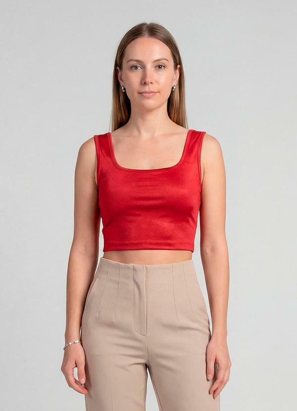 Top Feminino com Decote Quadrado Vermelho