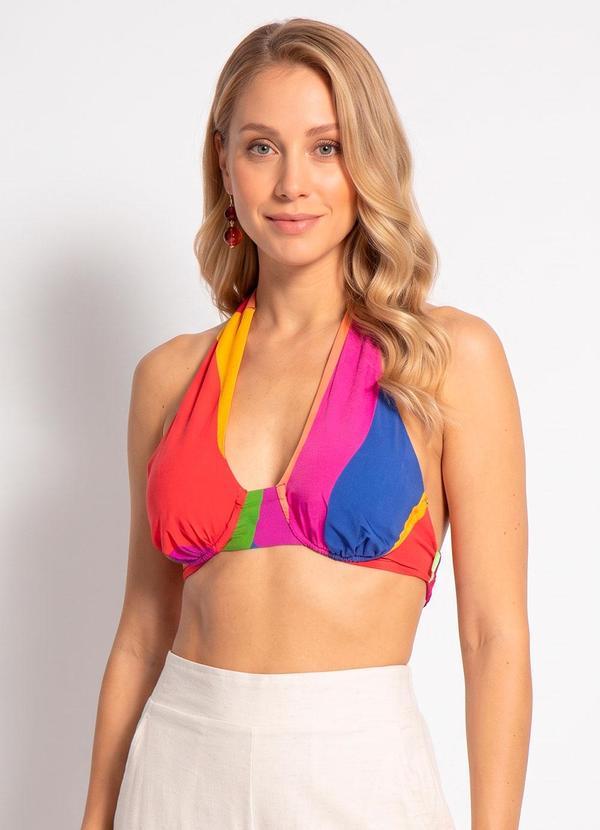 Top Lenço de Viscose Costela de Cor Rosa