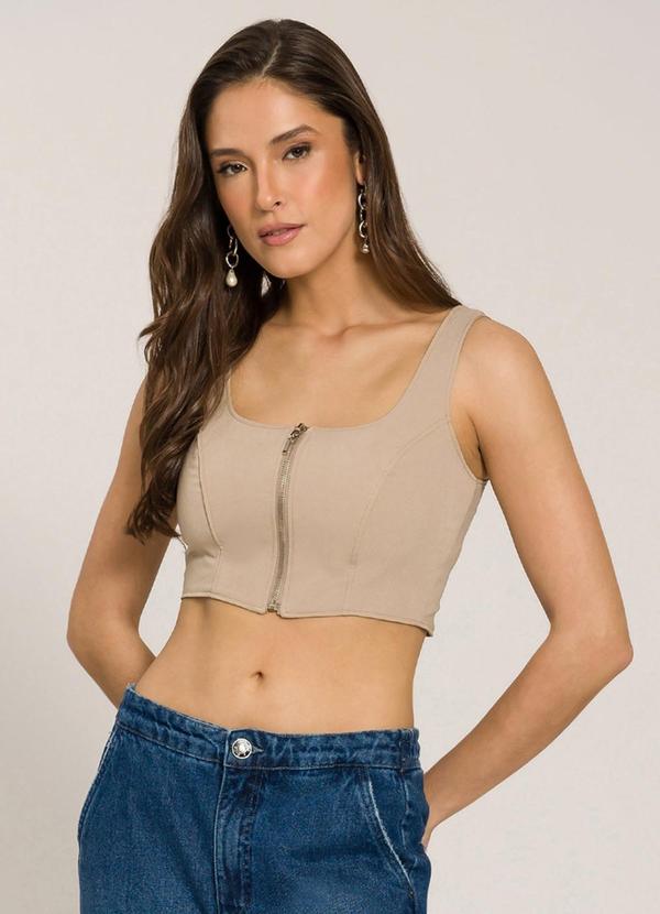 Top Regata em Alfaiataria Comfy com Zíper Marrom