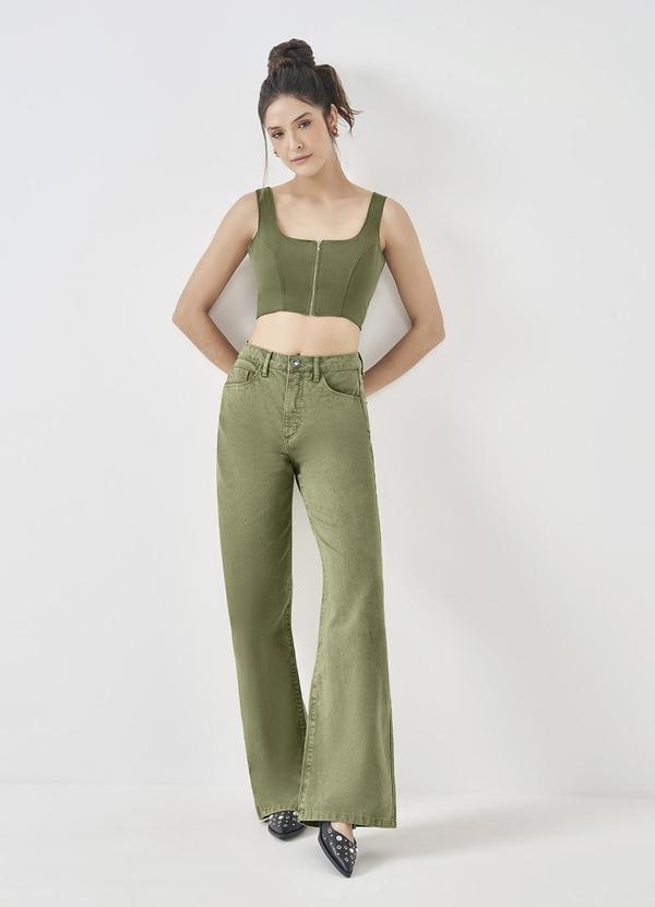 Top Regata em Alfaiataria Comfy com ZÃper Verde