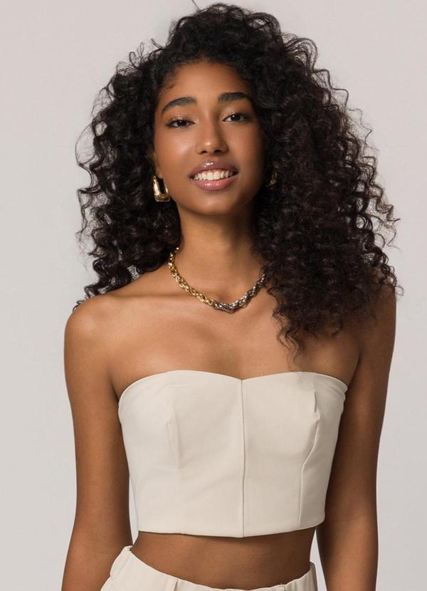 Top sem Alças em Alfaiataria Comfy Branco