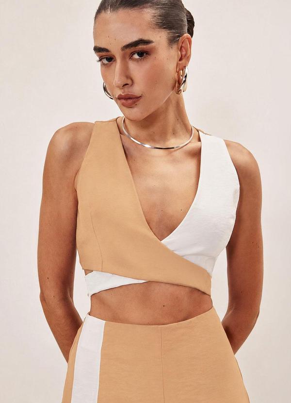Top Transpassado Bicolor Nude Rami c/ Off White