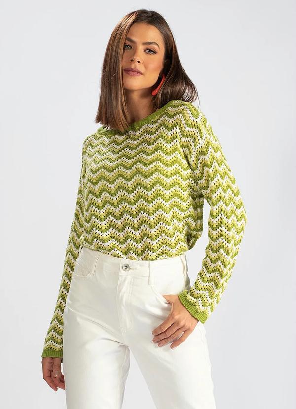 Blusão de Tricot Chevron Verde