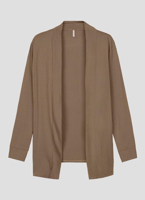 Cardigan Feminino em Viscose Canelada Marrom