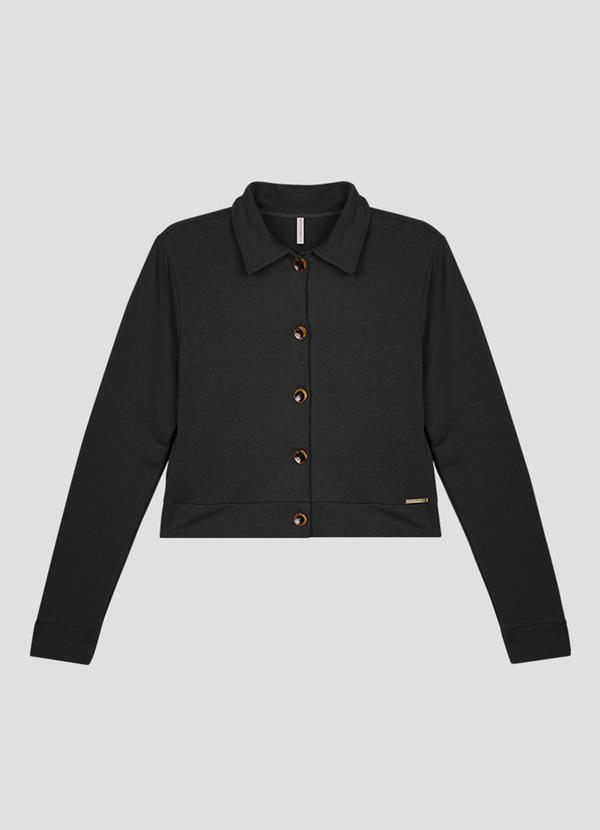 Casaco Feminino em Molecotton com Botões Preto