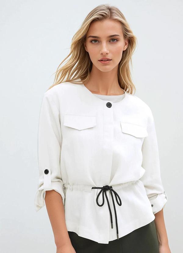 Casaco Off White em Tactel