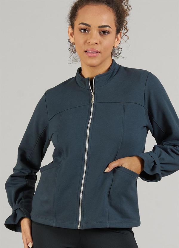 Vista 2 Jaqueta Adulto Feminino em Moletinho Cinza Soft Bonni Soft Bonni