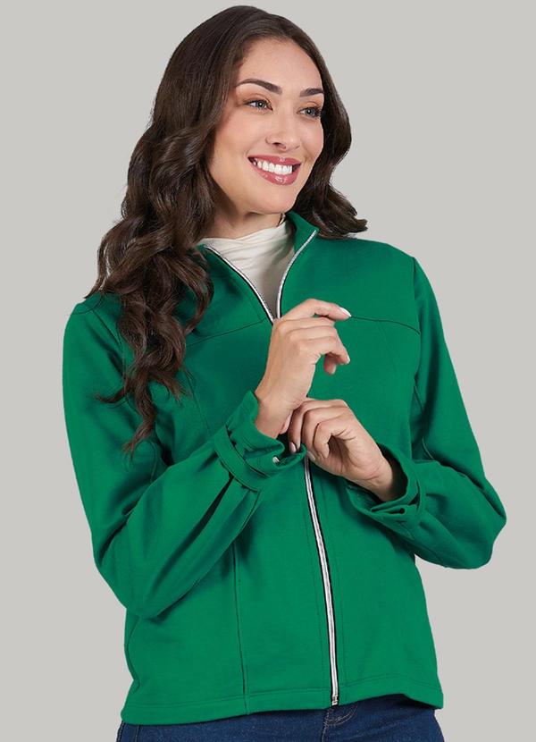 Vista 2 Jaqueta Adulto Feminino em Moletinho Verde Soft Bonni Soft Bonni