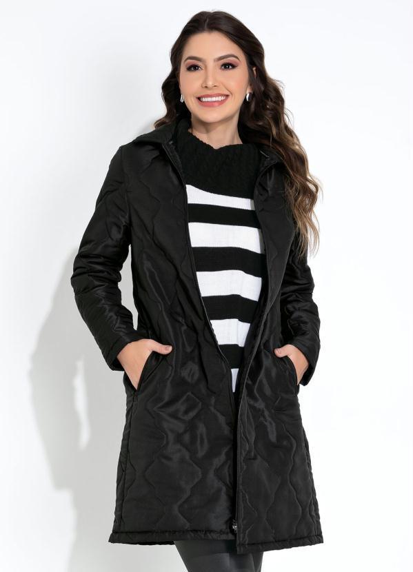Jaqueta Alongada Puffer Preta