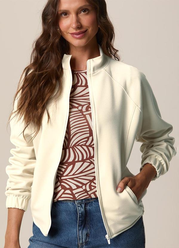Jaqueta Bomber em Suedine Premium Off White