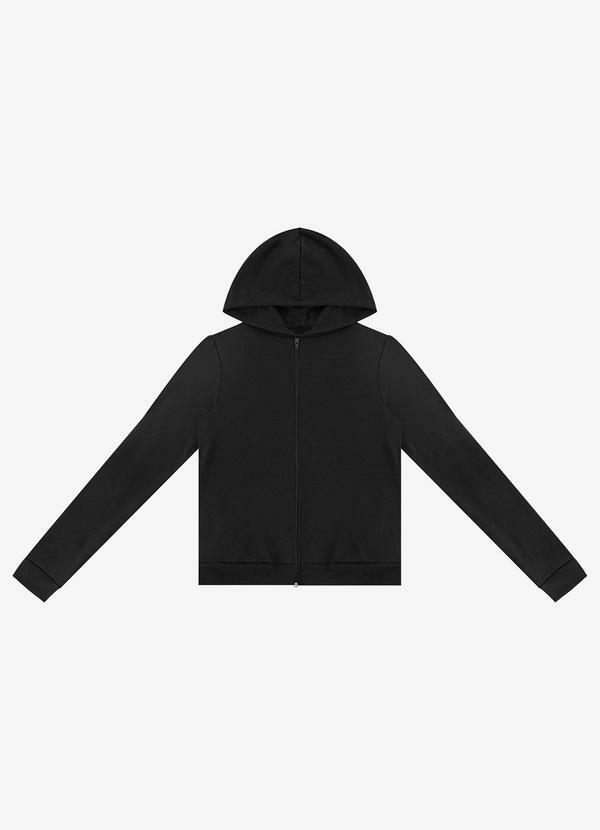 Jaqueta com Capuz em Moletom Rovitex Preto