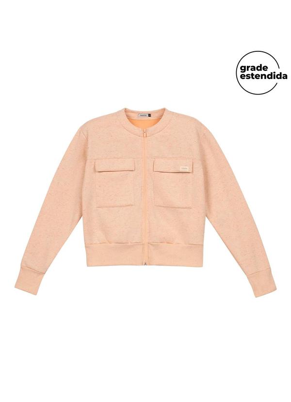 Jaqueta Comfy Moletom Bolsos Frontais Laranja
