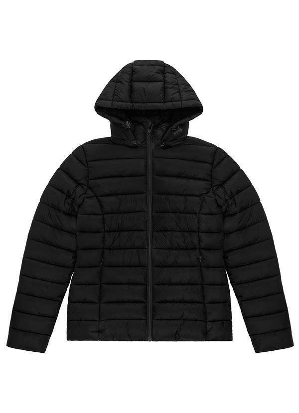 Jaqueta de Microfibra Puffer Feminina Preto