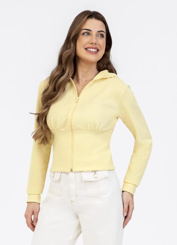 Jaqueta em Moletom Amarelo Claro