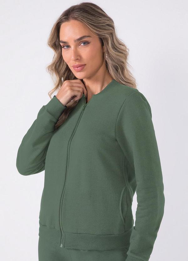 Jaqueta Feminina Básica com Zíper Verde
