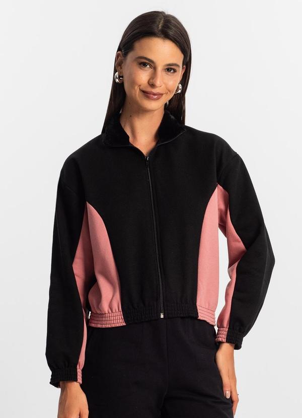 Jaqueta Feminina Bicolor Rosa