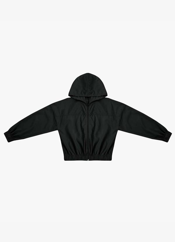 Jaqueta Feminina Corta Vento com Capuz Preto