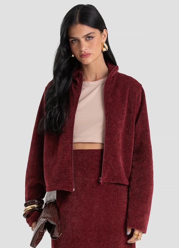 Jaqueta Feminina em Tricot Glow Shine Vermelho