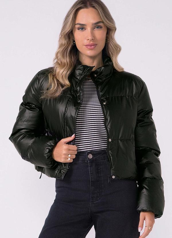 Vista 2 Jaqueta Feminina Puffer com Regulagem Preto Marialícia Marialícia