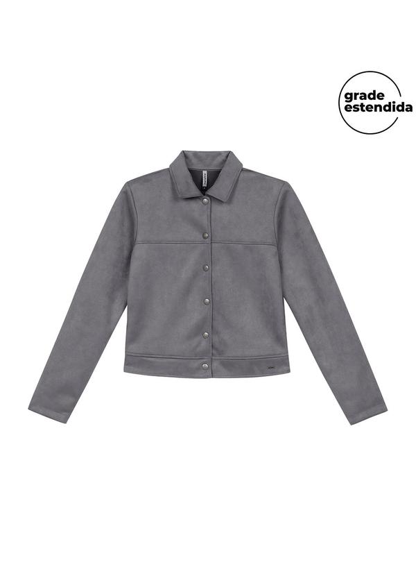 Jaqueta Feminina Suede com Botões Cinza
