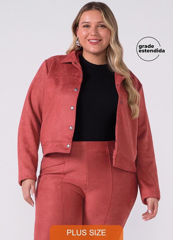 Jaqueta Feminina Suede com Botões Rosa